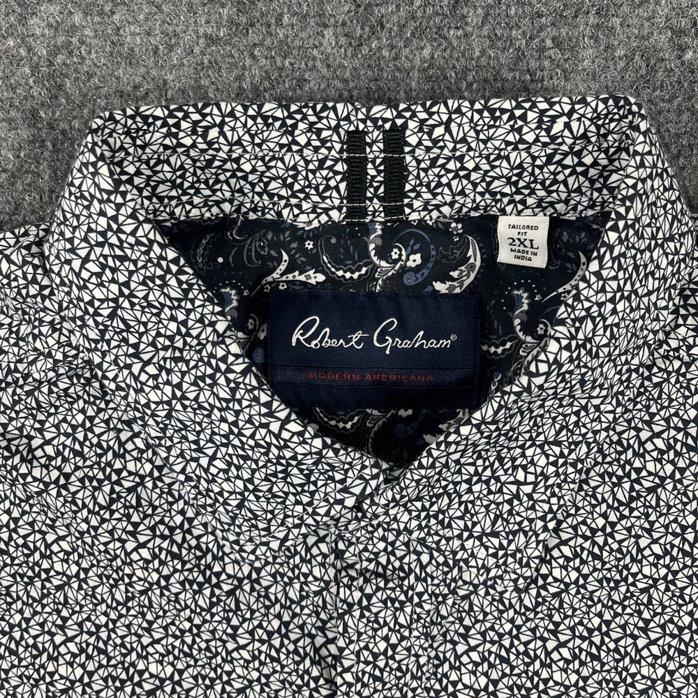 Robert Graham Mens 2XL Tailored Fit Geometric Triangle Print Button Down Shirt